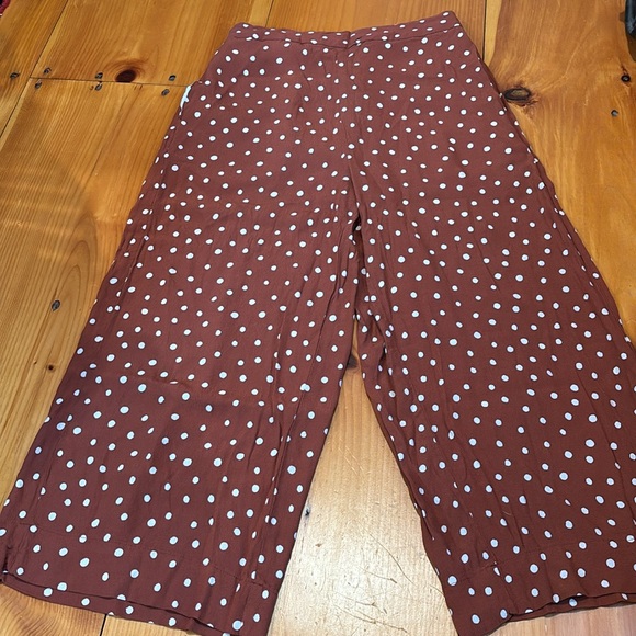 MADEWELL MT Wide Leg Burnt Clay Huston Pull-On Crop Pants Inkspot Dot - Picture 2 of 8
